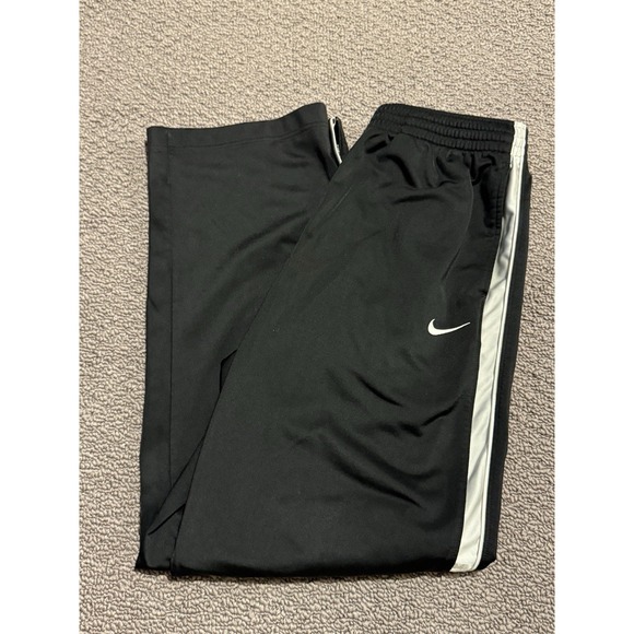 Y2K Nike Basketball Black White Striped Athletic Open Leg Pants Clean Men's M - Picture 1 of 8